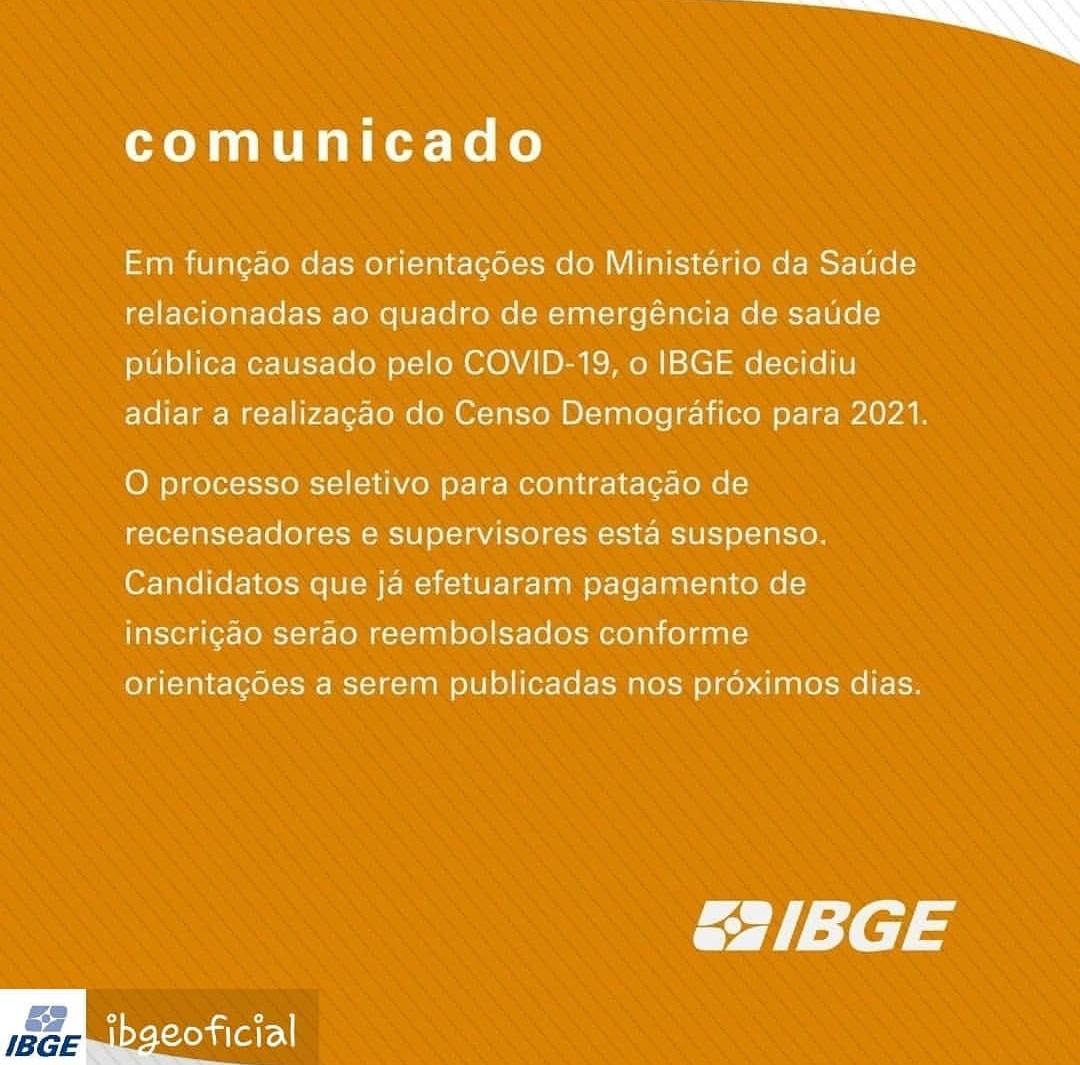 Processo seletivo do IBGE está suspenso.